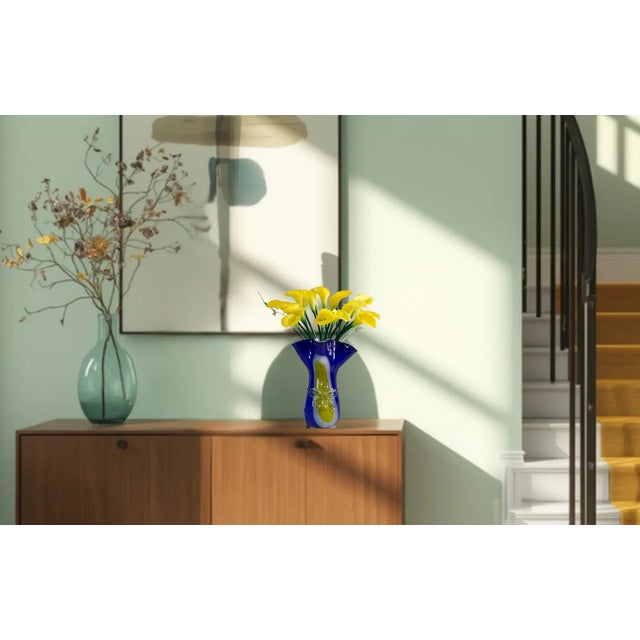 Blue Art Glass Vase For Sale - Image 8 of 17