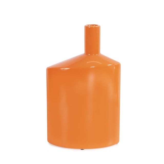 Orange Valencia Askewed Tall Bottle Vase For Sale - Image 9 of 11