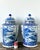 Vintage Boho Monumental Blue and White Lidded Ginger Jars - A Pair For Sale - Image 9 of 12