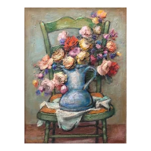 Samuel Heller, Mid century Post Impressionist Floral Oil Painting