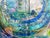 Blue Artist Mark Adler Four-Panel Circular Abstract Acrylic Painting on Canvas Framed For Sale - Image 8 of 10