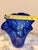 Murano Vintage MCM Murano Style Cobalt Blue Swirl Pattern Ruffled Rim Art Glass Vase For Sale - Image 4 of 6