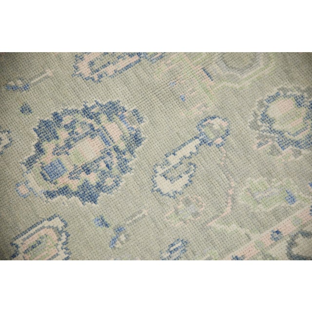 Modern Turkish Oushak Rug Green & Blue Handwoven Wool Rug 4' X 5'5" For Sale - Image 3 of 8