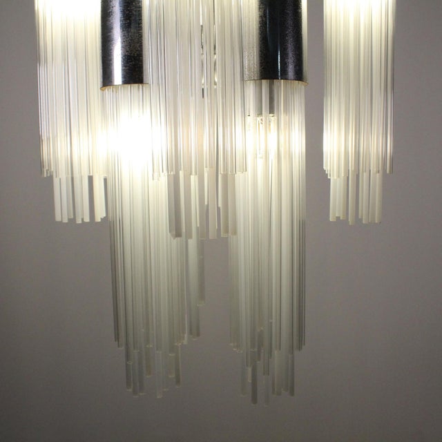 Chandelier with Glass Rods and Steel Structure, 1970 For Sale - Image 12 of 18