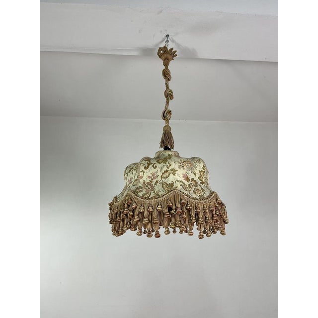 Mid-Century Modern Mid-Century Italian Fabric and Rope Chandelier, 1960s For Sale - Image 3 of 12