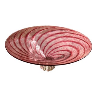 Hand-Blown Pink Candy Bowl For Sale