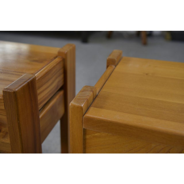 1970s Elm Bedside Tables from Maison Regain, 1970s, Set of 2 For Sale - Image 5 of 11