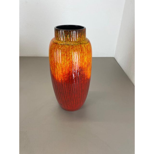 Large Pottery Fat Lava Supercolor Floor Vase attributed to Scheurich, 1970s For Sale - Image 3 of 18