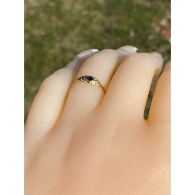 The Swan Hill: Childs Antique Garnet Ring in Yellow Gold For Sale - Image 9 of 9