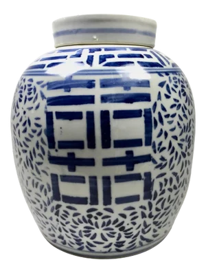 Vintage Chinese Covered Porcelain Jar