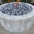Gray Custom Limestone Texture Fire Pit With Fluted Edges With Fire Pebbles For Sale - Image 8 of 15