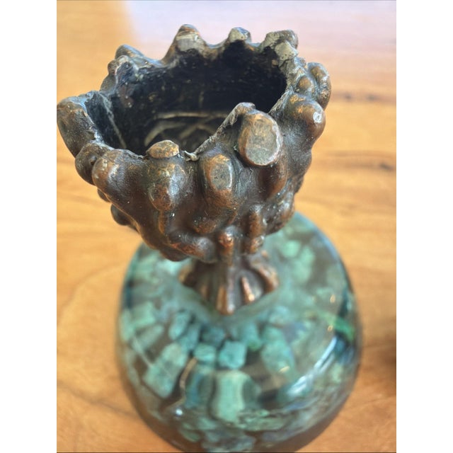 Vintage MCM Resin Malachite Chip Candlestick Holders w Metal Candle Cups  Pair For Sale In Los Angeles - Image 6 of 6