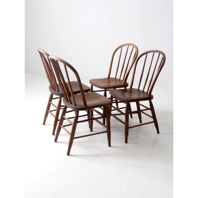 Antique Spindle Back Farmhouse Chairs Set of 4 For Sale - Image 12 of 16