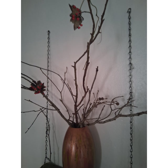 Abstract Intervention 2, Sunset Horizon -Hand-Painted Metallic Wood Vessel – For Sale - Image 3 of 6