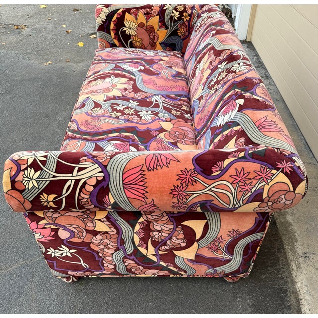 Apricot 1960s Jack Lenor Larsen “Jezebel” Fabric Sofa For Sale - Image 8 of 11