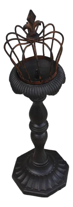 Large Antique Cast Iron Floor Candleholder