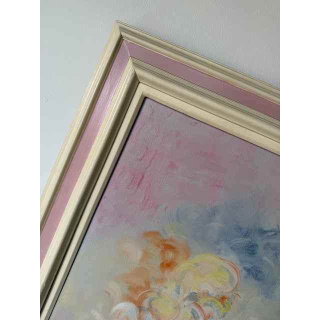 1970’s Iras “Guitar + Girl” Impressionist Abstract Oil on Canvas Painting, Framed For Sale - Image 10 of 12