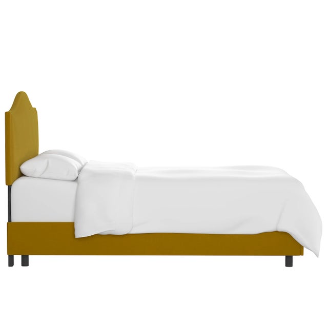 Contemporary Kenmore Bed in Citronella Luxe Velvet, Queen For Sale - Image 3 of 7