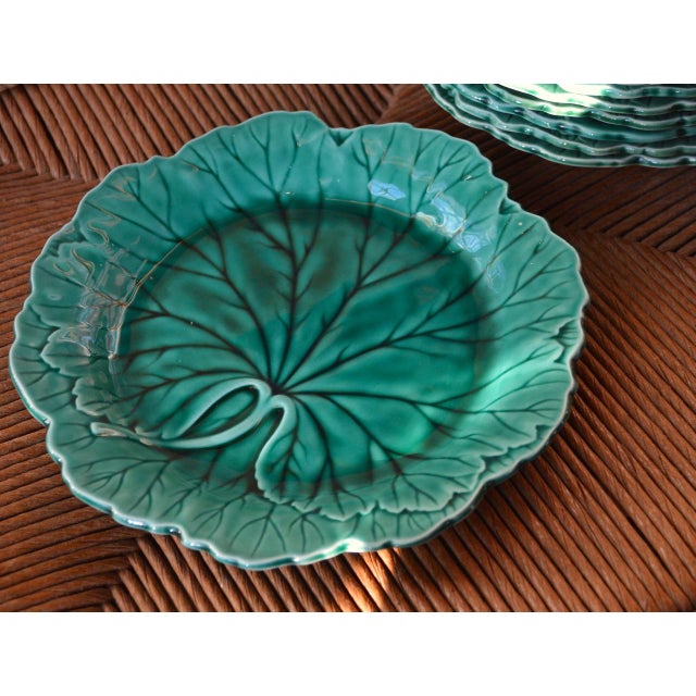 Wedgwood of Etruria & Barlaston Green Cabbage Leaf Plates Set of 8