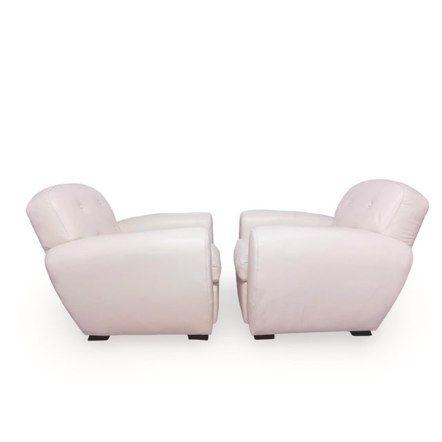 Art Deco Pair of Signed Ralph Lauren Vintage Art Deco Leather Club Chairs For Sale - Image 3 of 7