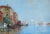 Antique Impressionist oil painting on panel by listed French artist Maurice Bompard (1857-1936). It is titled, 'Venice at...