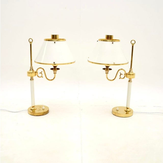 Vintage Swedish Brass and Tole Table Lamps from Boréns, 1970s, Set of 2 For Sale - Image 4 of 11