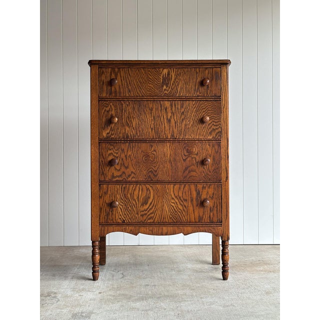 Antique Quarter Sawn Tiger Oak Chest of Drawers For Sale - Image 4 of 16