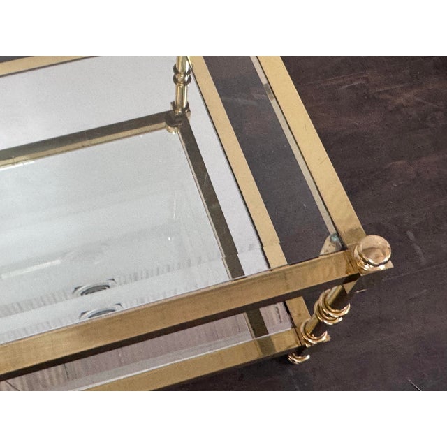 Brass Circa 1970's Italian Brass Two Tiered Coffee Table For Sale - Image 8 of 12