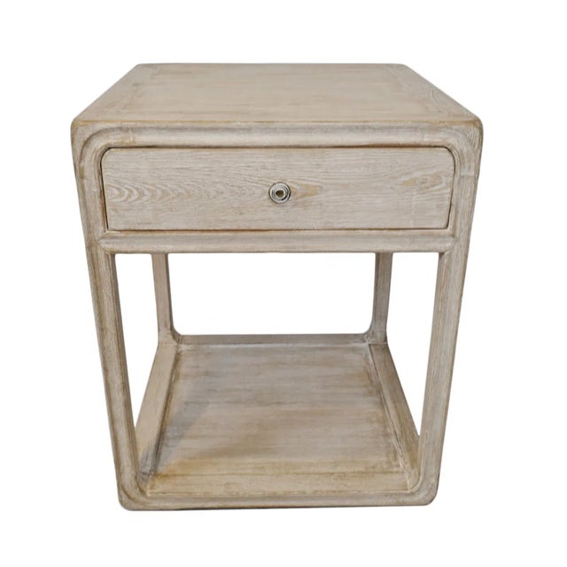Tan Salvaged Washed Elm Bedside Table / Nightstand For Sale - Image 8 of 8