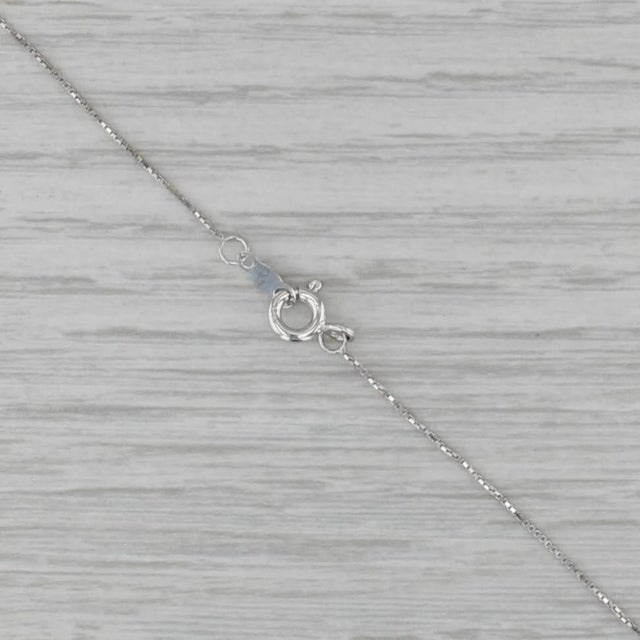 0.19ct Diamond Solitaire Pendant Necklace 18k White Gold 18" Box Chain For Sale - Image 4 of 6