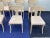White-Washed Klismos Dining Chairs With Walnut Saber Legs, Dark Brown Woven Leather Seats and Custom Cushions - Priced Per Chair For Sale - Image 4 of 8