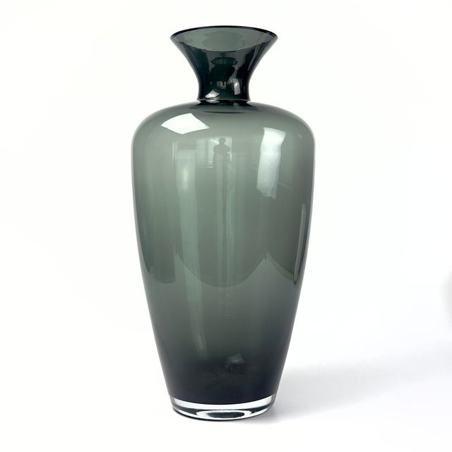 Mid-Century Modern Impeccable Monumental Timeless Modern Classic Green-Gray Translucent Glass Vase For Sale - Image 3 of 9