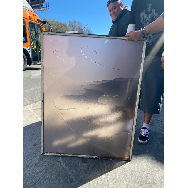 Art Deco 1920s Art Deco Nautical Themed Pink Art Glass Window For Sale - Image 3 of 13