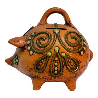 1960s Mid-Century Boho Chic Fitz and Floyd Pig Bank. For Sale