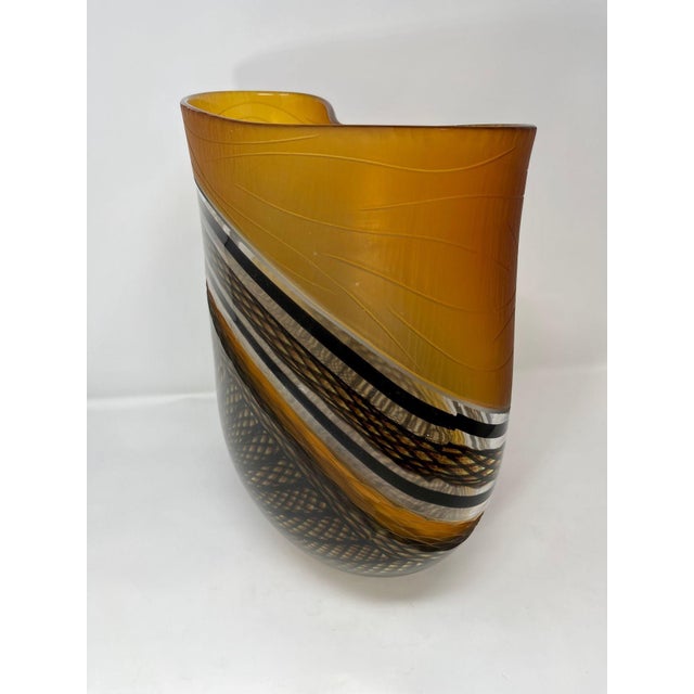 2000 - 2009 Murano "1 of 1" Amber Glass Vase by Schiavon For Sale - Image 5 of 8