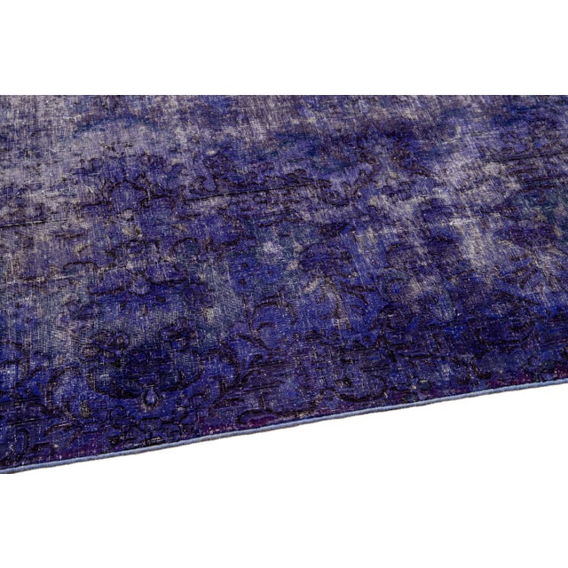 Purple Vintage Overdyed Handmade Medallion Motif Oversize Wool Rug For Sale In New York - Image 6 of 9