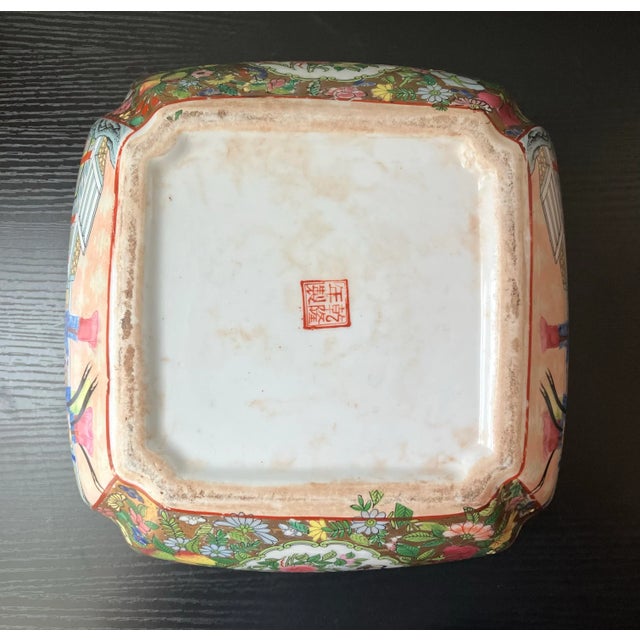 Vintage Chinese Famille Rose Square Bowl With Rose Medallion Motifs and Figural Scenes For Sale - Image 10 of 10