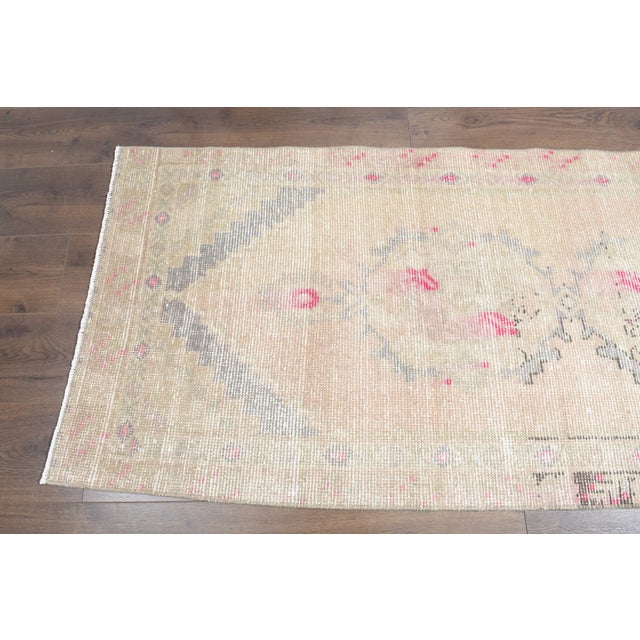 Camel 1970s Vintage Handmade Wool Cotton Turkish Area Rug For Sale - Image 8 of 11