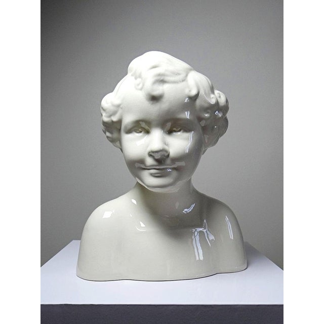 Large Art Deco Faience Bust from Sarreguemines, 20th Century For Sale - Image 3 of 17