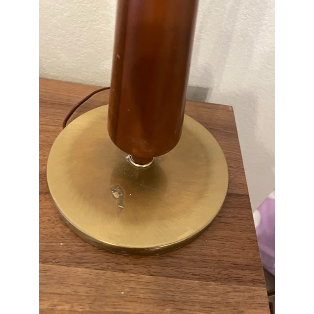 Vintage Rembrandt Walnut Wood and Brass Torchiere Style Lamps - a Pair For Sale - Image 11 of 12