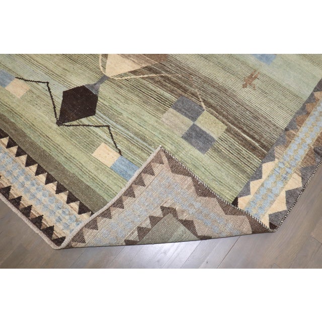 Vintage Zabihi Collection Geometric Persian Gabbeh Rug - 6'10" x 9'10" For Sale - Image 4 of 10