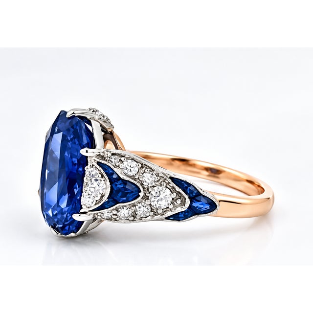 Art Deco Platinum Blue Sapphire Ring, 5.76ct No Heat, Diamonds, 1930 For Sale - Image 11 of 11