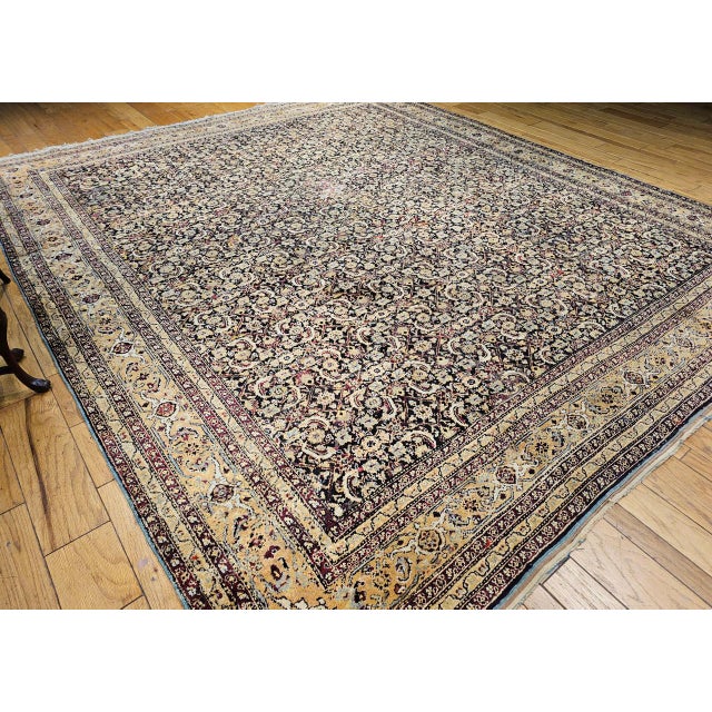 Early 20th Century Late 19th Century Indian Agra Rug, Handwoven Wool Pile, Herati Design, 11' x 13' For Sale - Image 5 of 17