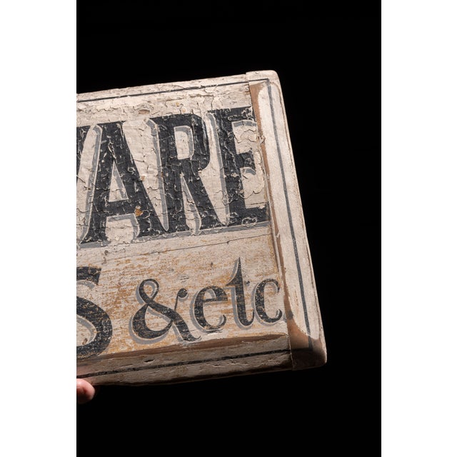Wood Antique "Groceries" Hand-Painted Wooden Storefront Sign For Sale - Image 7 of 7