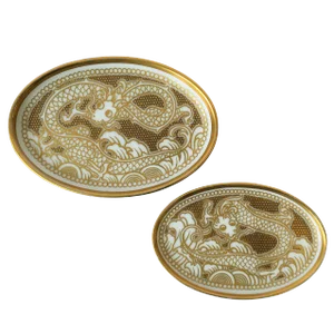 Designer Gold Dragon Jewelry Dishes by Rosenthal, Set of 2