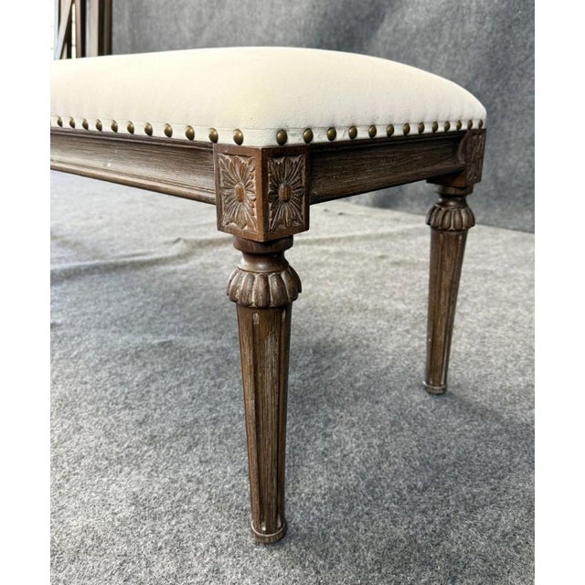 White Restoration Hardware Maison Collection Fabric End-of-Bed Bench For Sale - Image 8 of 13