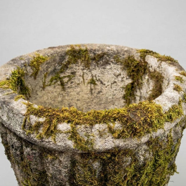 Vintage French Garden Pot with Fluted Edges in Reconstituted Stone, 1950 For Sale - Image 3 of 8