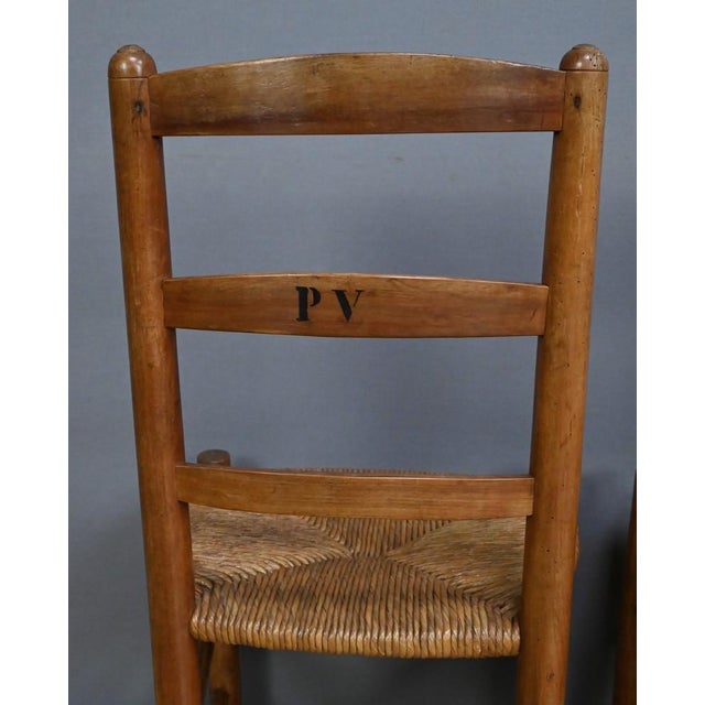 Cherrywood and Straw Chairs, Late 19th Century, Set of 4 For Sale - Image 11 of 18