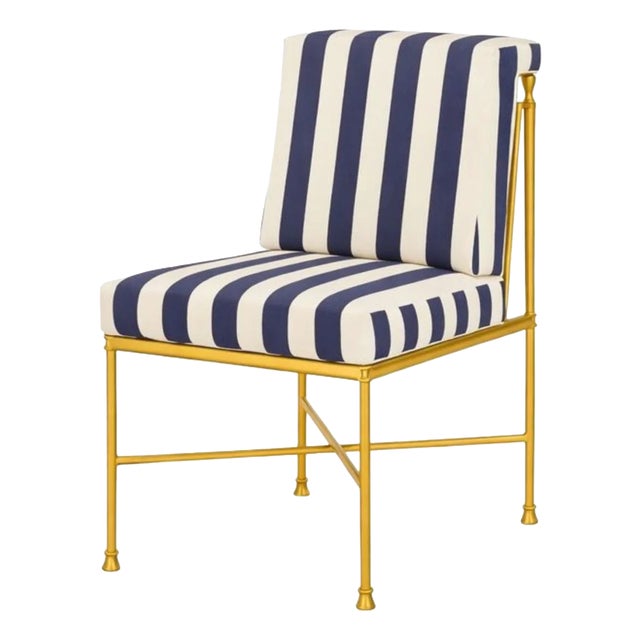 Jerome Outside Dining Chairs in Reed Brass Finish by Michael Taylor, Set of 6 For Sale