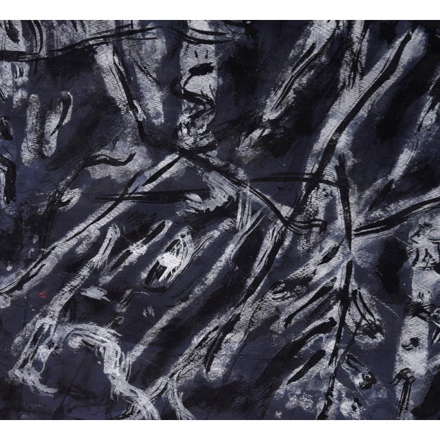 Abstract Expressionism Monochrome Bay Area Abstract Expressionist Composition in Acrylic on Paper by Honora Berg For Sale - Image 3 of 8